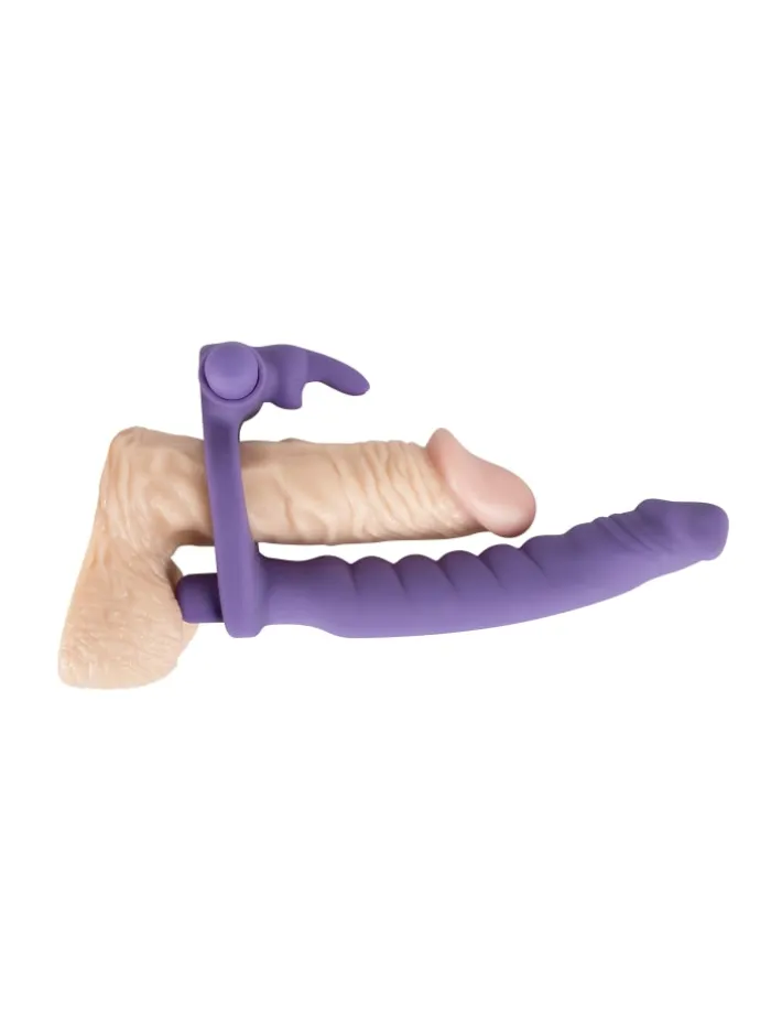 Vibrator mit Penisring Double Delight in lila