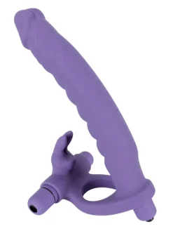 Vibrator mit Penisring Double Delight in lila