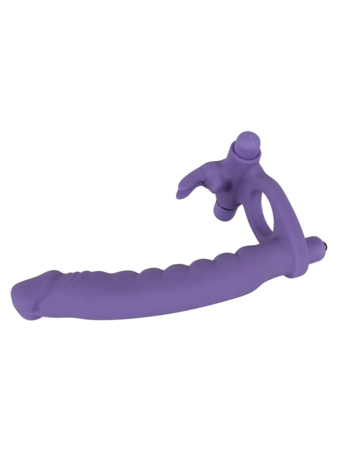 Vibrator mit Penisring Double Delight in lila