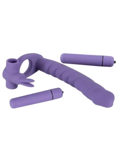 Vibrator mit Penisring Double Delight in lila