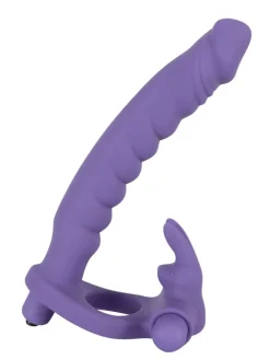 Vibrator mit Penisring Double Delight in lila