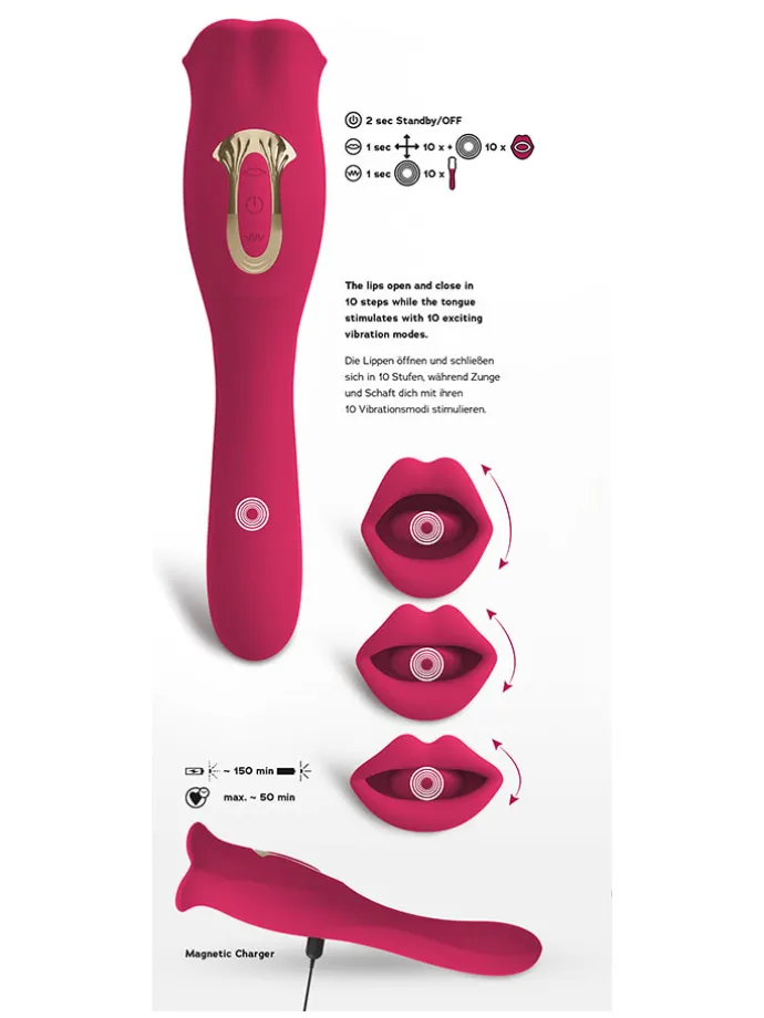 Vibrator "Moving Lip" in Rot - (L)22,2 cm