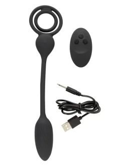 Vibro-Analplug Rings with a RC B-Plug in schwarz