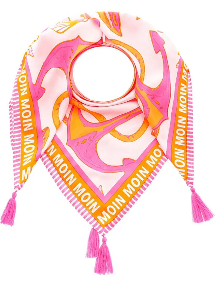 Viereckstuch "Ocean" in Orange/ Pink - (L)130 x (B)130 cm