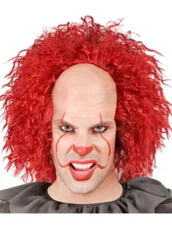 Vintage Killerclown Glatze mit rotem Haar in Rot