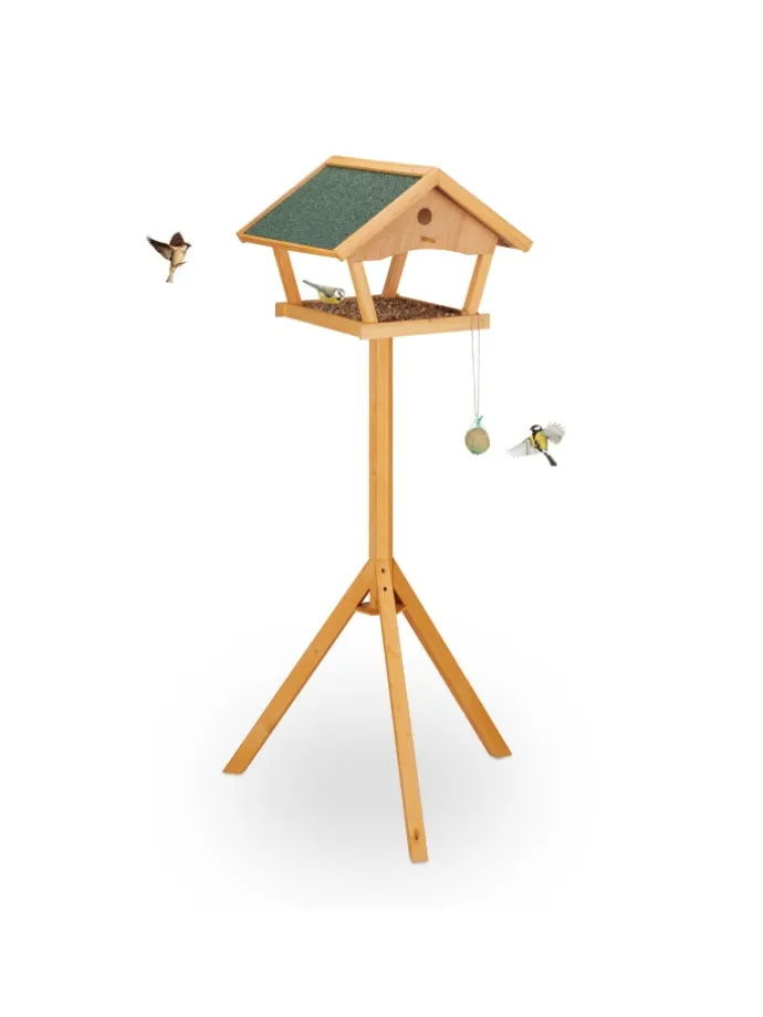 Vogelfutterhaus in Natur/ Grün - (B)66 x (H)137 x (T)59 cm