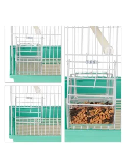 Vogelkäfig in Hellblau/Mintgrün - (B)42,5 x (H)50 x (T)33 cm
