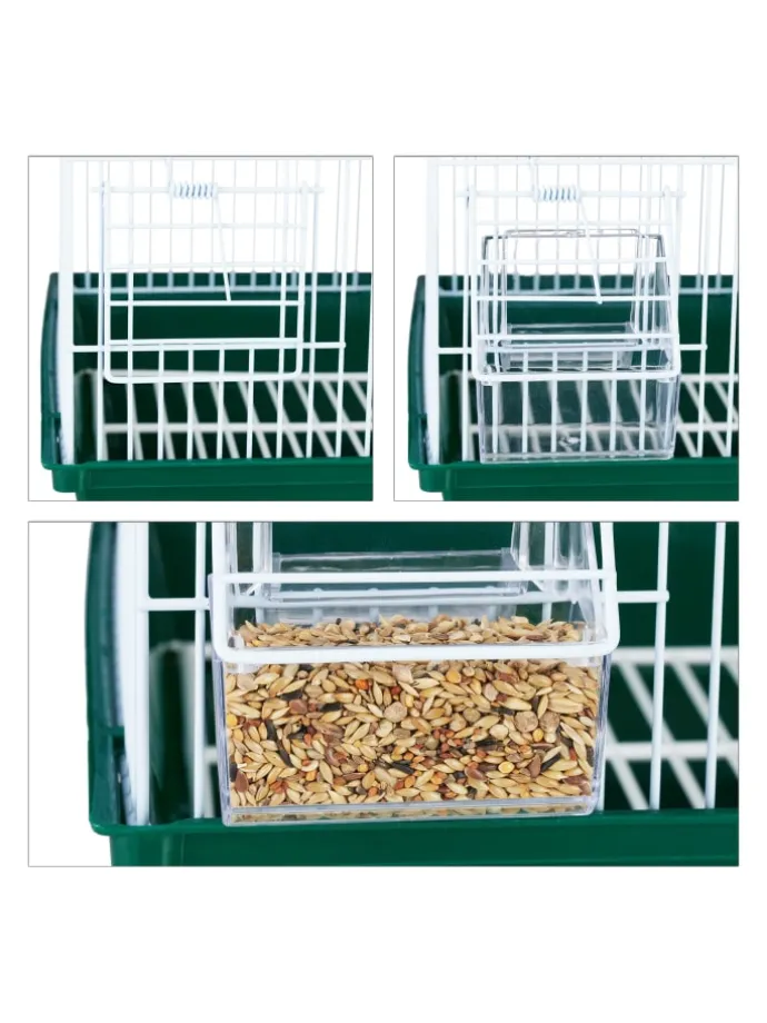 Vogelkäfig in Weiß/Grün - (B)34,5 x (H)49,5 x (T)28 cm