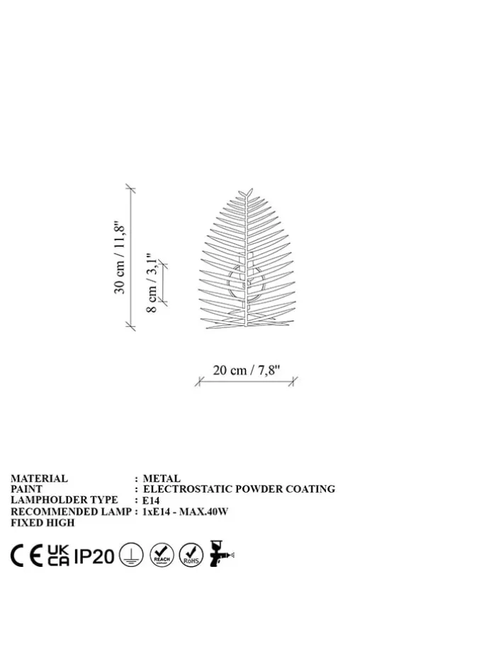 Wandleuchte "Leaf" in Gold - (B)20 x (H)30 cm