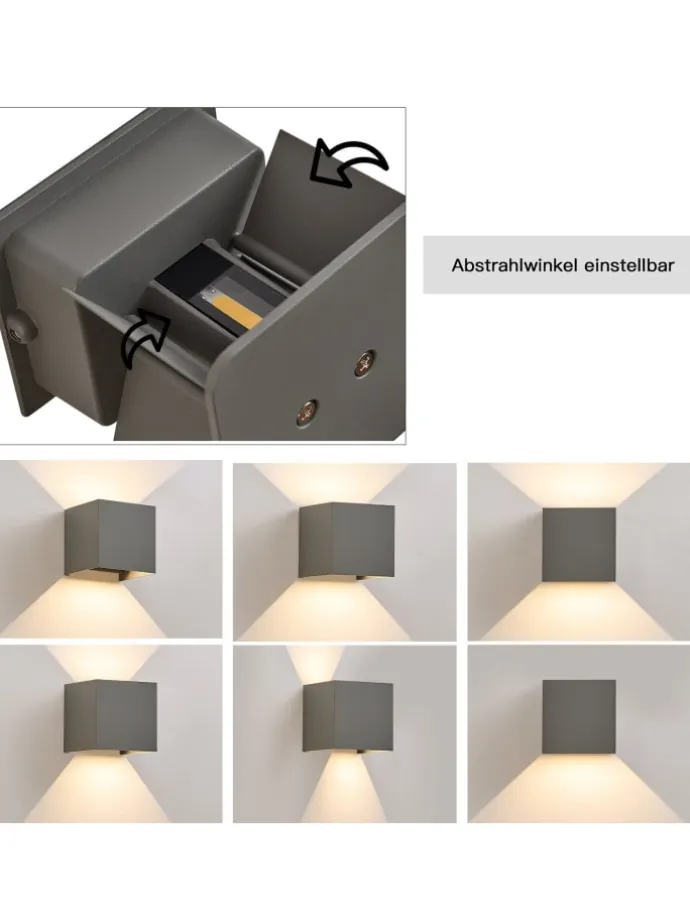 Wandleuchte LED 5W in grau modern 3000K warmweiß IP65