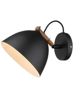 Wandleuchte "Ärhus" in Schwarz - (H)14  Ø 18 cm