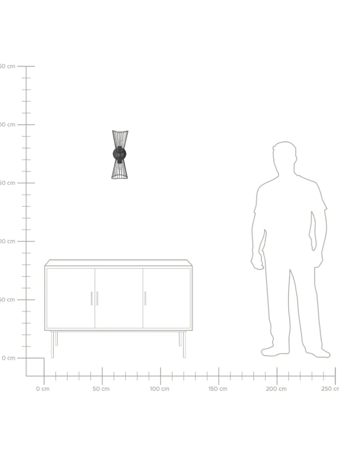 Wandleuchten PARADA in Schwarz - (W) 15 x (H) 41 x (L) 17 cm