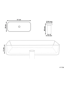 Waschbecken CHIVANA in Weiß - (W) 51 x (H) 11 x (L) 34 cm