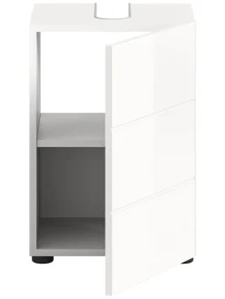 Waschbeckenunterschrank in weiß/weiß hochglanz  - (B) 38 x (H) 56 x (T) 34