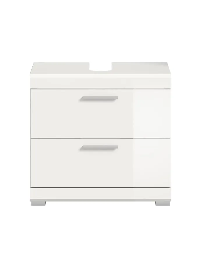 Waschbeckenunterschrank in weiß/weiß hochglanz - (B) 60 x (H) 56 x (T) 37