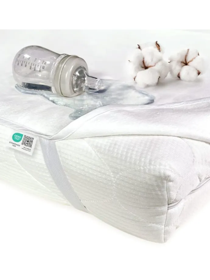 Wasserdichte Betteinlage 60 x 120 cm / Matratzenauflage in weiss