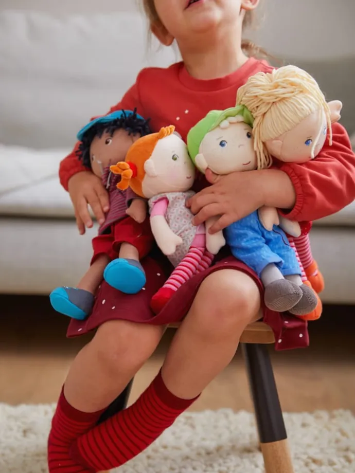 Weiche Stoffpuppe Kuschelpuppe für Kinder ab 6 Monaten 1er-Set in Roya