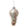 Weihnachtsbaumschmuck Ballon mit Bär und Hase H: 13cm in rosa