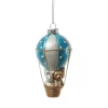 Weihnachtsbaumschmuck Ballon mit Bär und Hase H: 13cm in blau