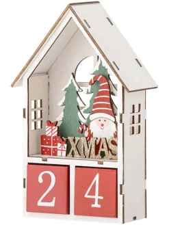 Weihnachtskalender ''Edmund'' in Weiß/ Rot - (B)12 x (H)19 x (T)5 cm