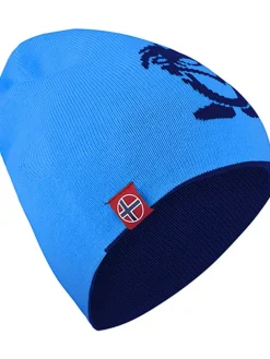 Wende-Beanie "Troll" in Dunkelblau/ Hellblau