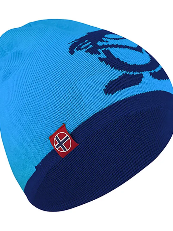 Wende-Beanie "Troll" in Dunkelblau/ Hellblau