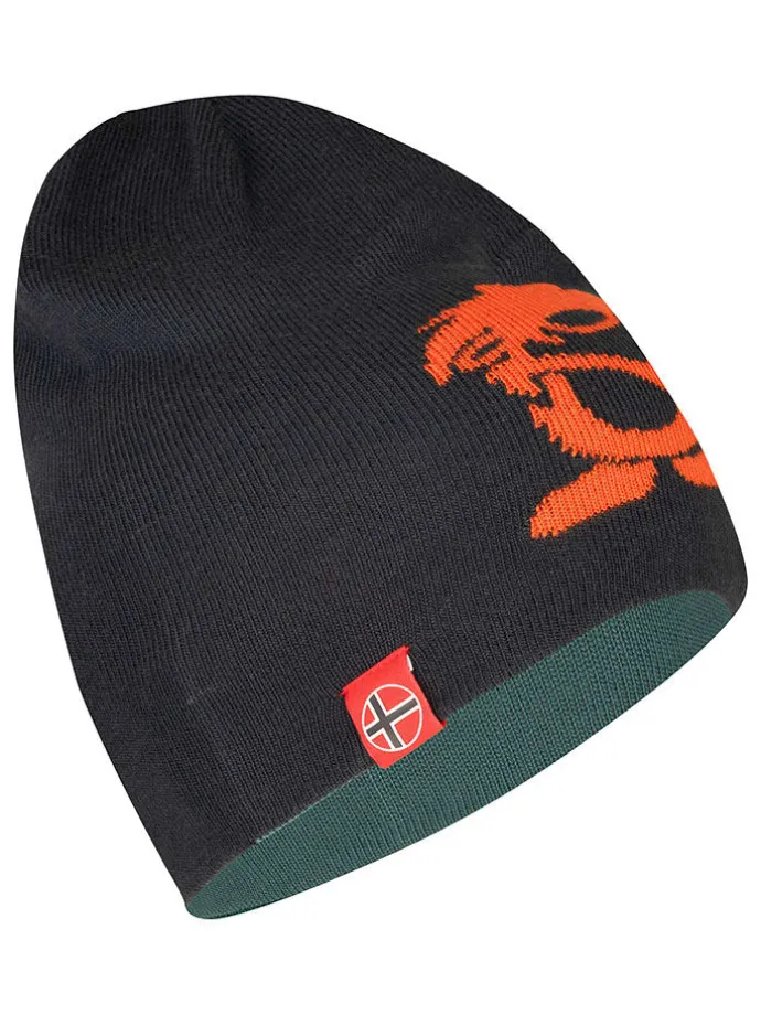Wende-Beanie "Troll" in Schwarz/ Blau