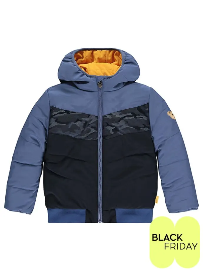 Wende-Steppjacke in Schwarz/ Blau