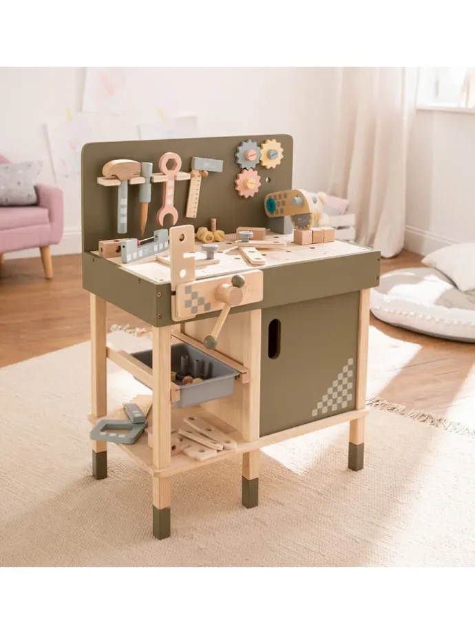 Werkbank für Kinder aus Holz mit 47 tlg. Zubehör Kinderwerkbank ab 3 Jahre