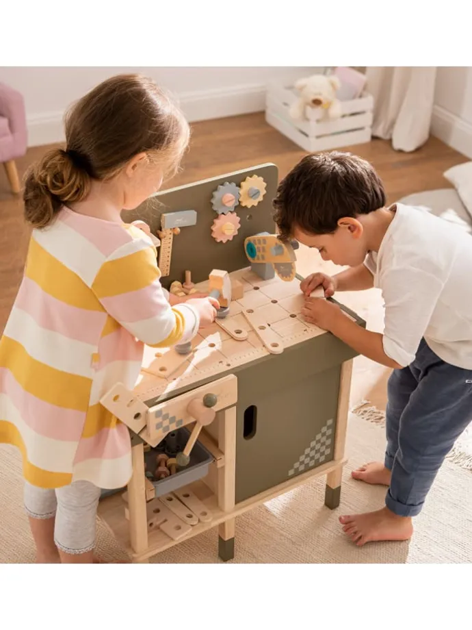 Werkbank für Kinder aus Holz mit 47 tlg. Zubehör Kinderwerkbank ab 3 Jahre