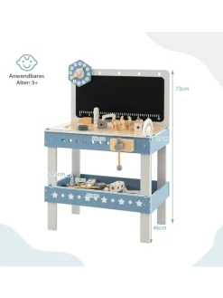Werkbank mit Tafel in Blau