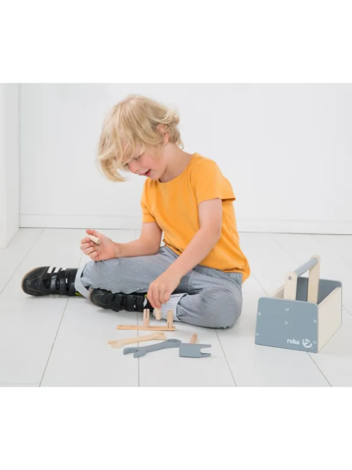 Werkzeugkiste für Kinder aus Holz inkl. 22-tlg. Werkzeugset