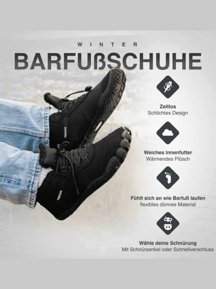 Winterbarfußschuhe, unisex, Größe 37-47 in 3 Farben in Schwarz
