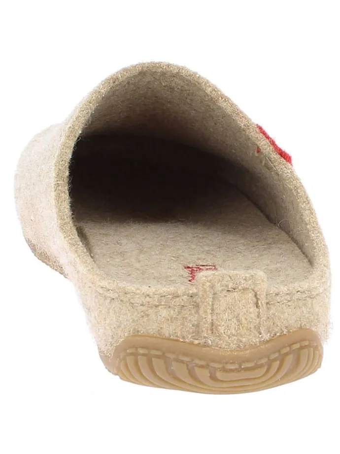Woll-Hausschuhe "Gipfelkreuz" in Beige