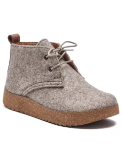 Woll-Schnürschuhe in Beige