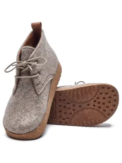 Woll-Schnürschuhe in Beige