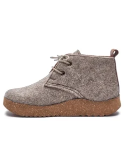 Woll-Schnürschuhe in Beige