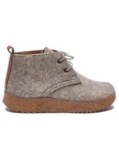 Woll-Schnürschuhe in Beige