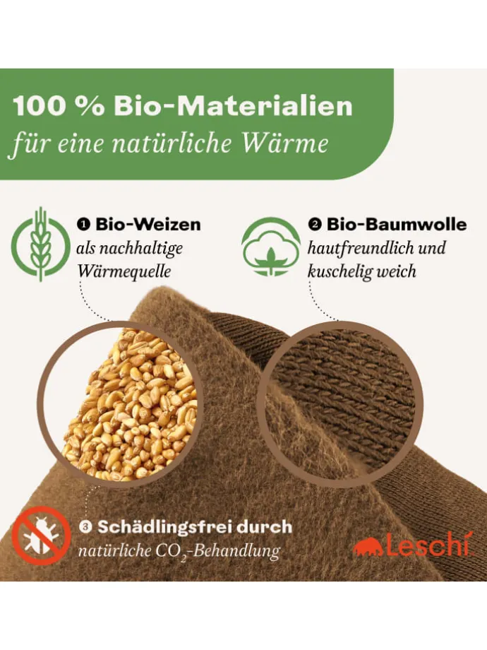 Wärmekissen 100 % Bio-Baumwolle, Körnerkissen "Löwe Juri" in Goldbraun