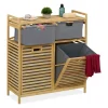 Wäschekorb in Natur/ Grau - (B)88 x (H)95 x (T)33 cm