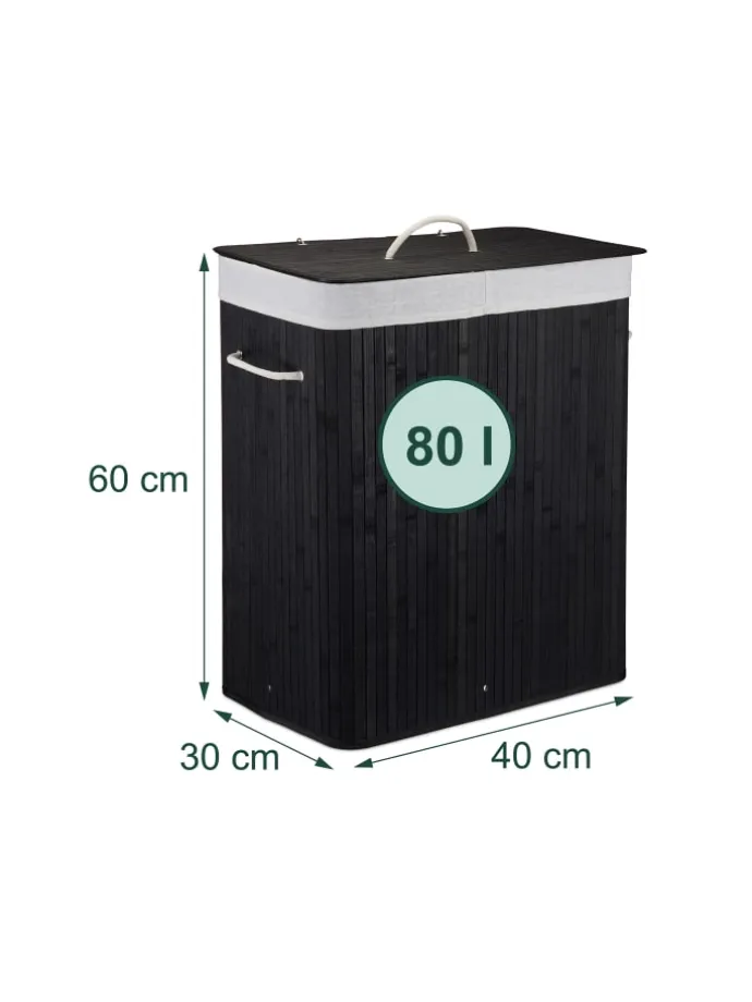 Wäschekorb in Schwarz - (B)40 x (H)60 x (T)30 cm