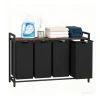 Wäschesammler in Schwarz/ Braun - (B)116 x (H)72 x (T)33 cm