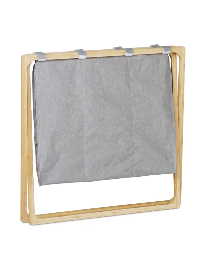 Wäschesortierer in Grau/Natur - 3x 28 l