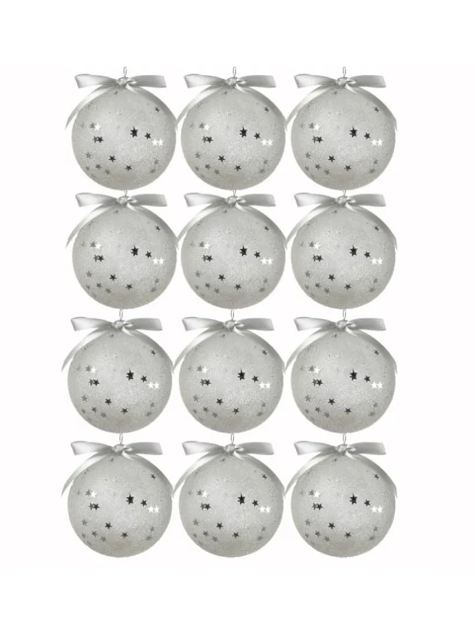 12x Christbaumkugeln Weihnachtskugeln bruchfest 2 Designs D: 8cm transparent