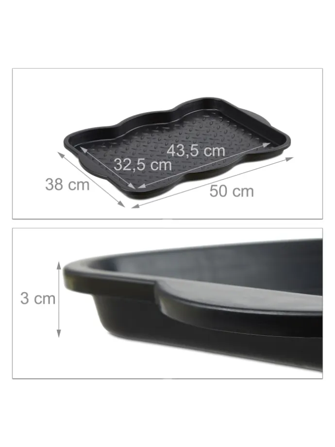 3x Schuhabtropfschale in Schwarz - (B)50 x (H)3 x (T)38 cm