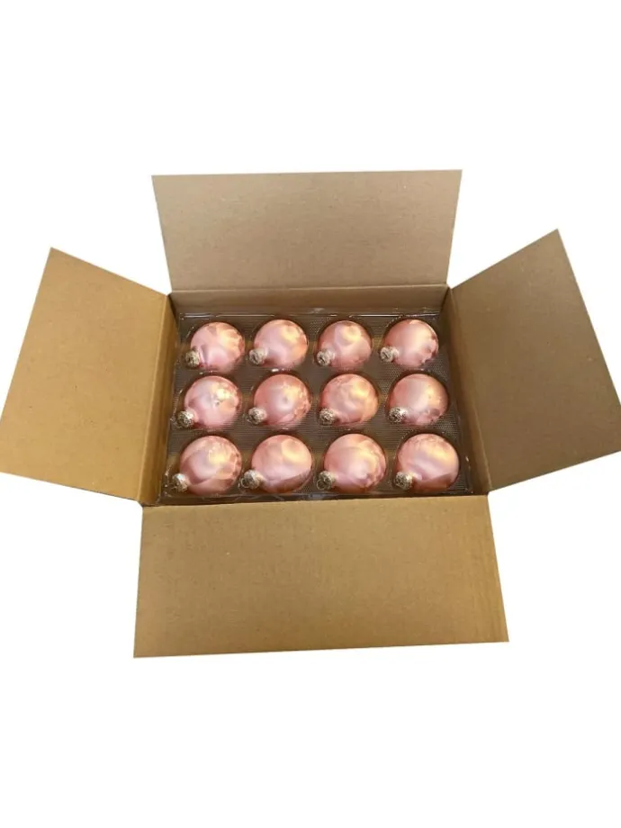 12x Thüringer Glas Eislack 6cm Christbaumkugeln in Rosa