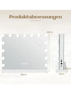 46x58cm Kosmetikspiegel mit Beleuchtung in Weiß