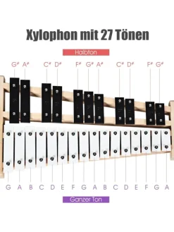 Xylophon 27 Noten Glockenspiel in Schwarz
