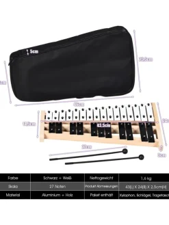 Xylophon 27 Noten Glockenspiel in Schwarz