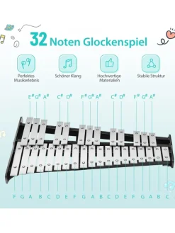 Xylophon 32 Tönen Glockenspiel in Schwarz